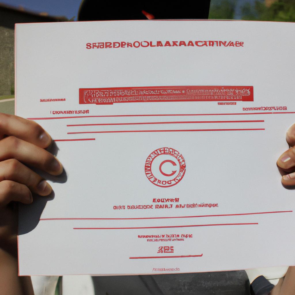 Person holding a certification document